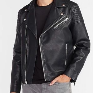 Express Faux Leather Moto Jacket, Black, Men’s, Large